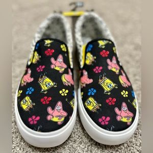 NWT Spongebob Squarepants Canvas Slip on Black Shoes Dare 2B Square Size 10.5